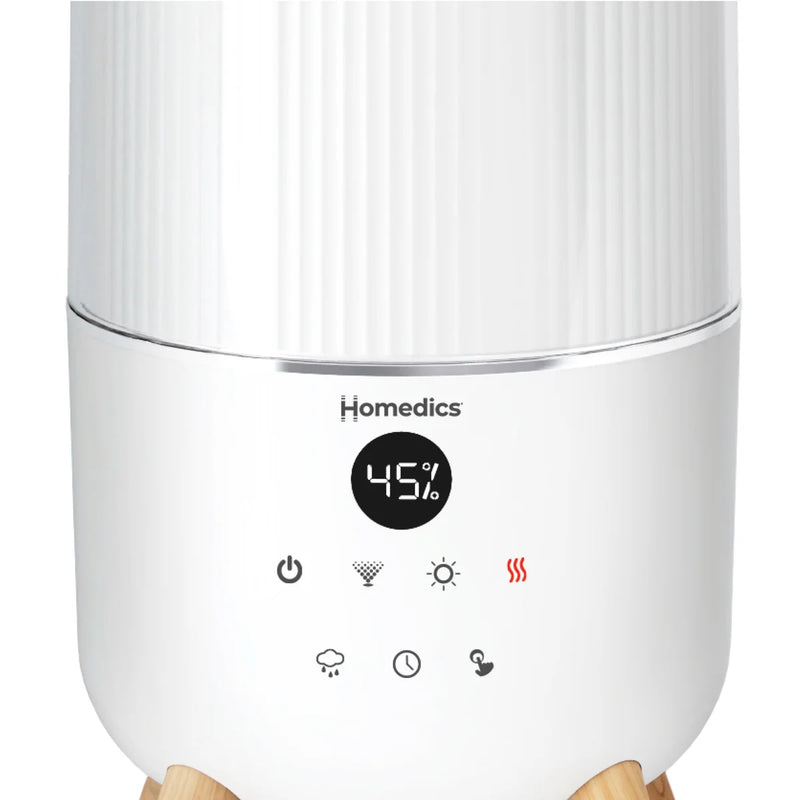 Humidificateur ultrasonique Homedics 360° Deluxe à brume chaude et froide, remplissage par le haut, avec 3 tampons d'huiles essentielles