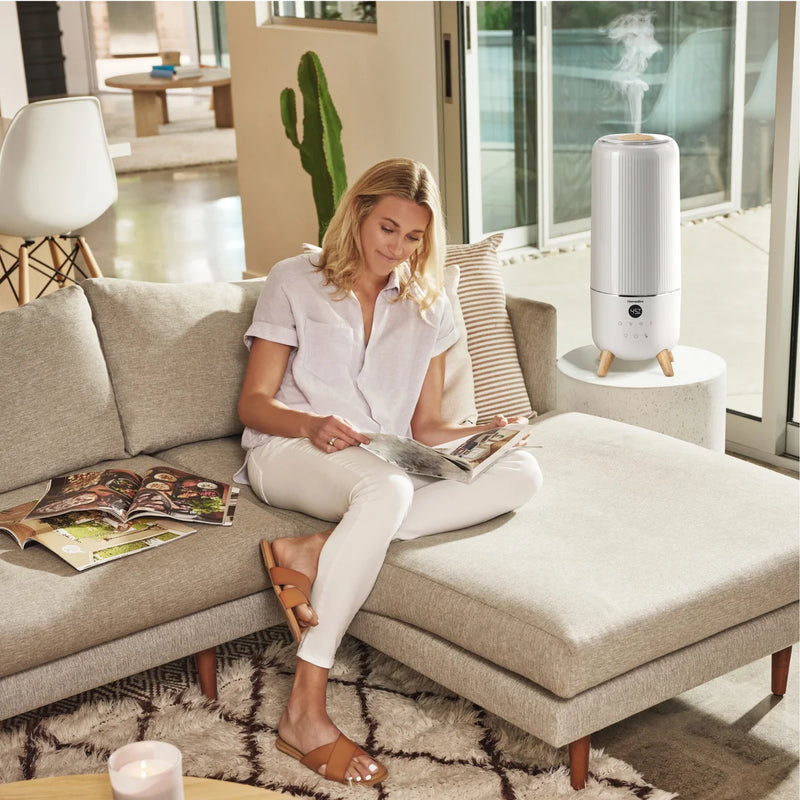 Humidificateur ultrasonique Homedics 360° Deluxe à brume chaude et froide, remplissage par le haut, avec 3 tampons d'huiles essentielles