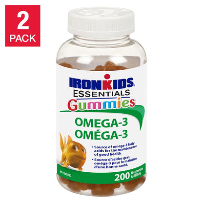 Gommes IronKids Essential Omega-3, 2 x 200 gélifiés