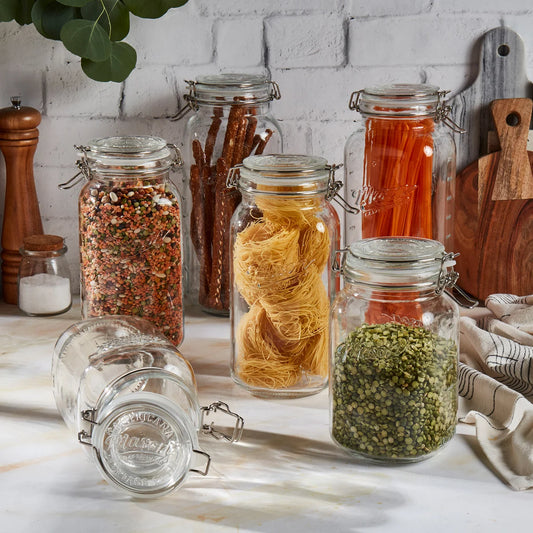 Ensemble de bocaux en verre Mason Craft &amp; More avec couvercles à clip, 6 pièces