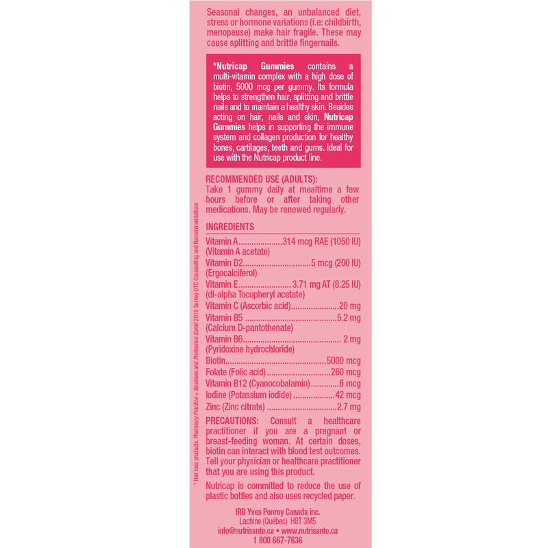 Nutricap Cheveux, Ongles et Peau, 2 x 90 gummies