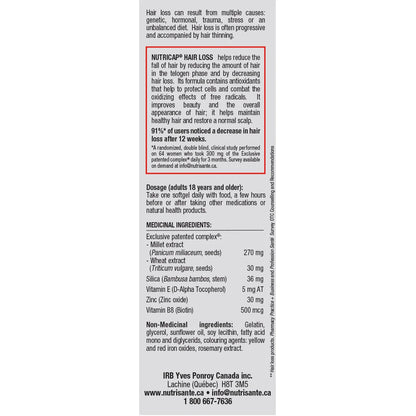Nutrisanté Nutricap Chute de cheveux, 30 gélules, paquet de 2