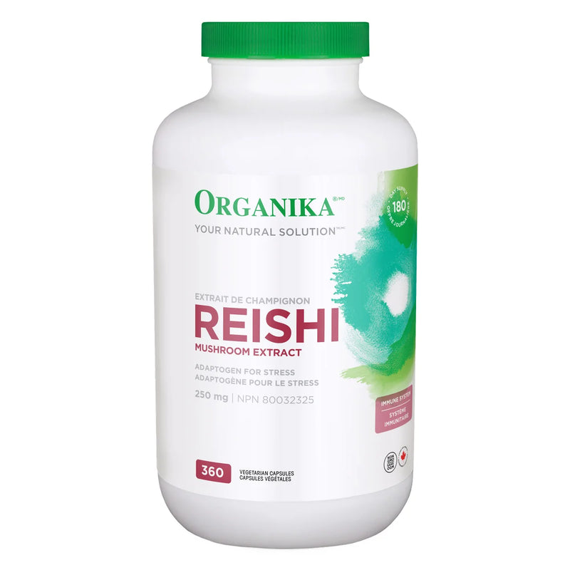 Capsules végétariennes d'extrait de champignon Reishi Organika 250 mg, 360 unités 