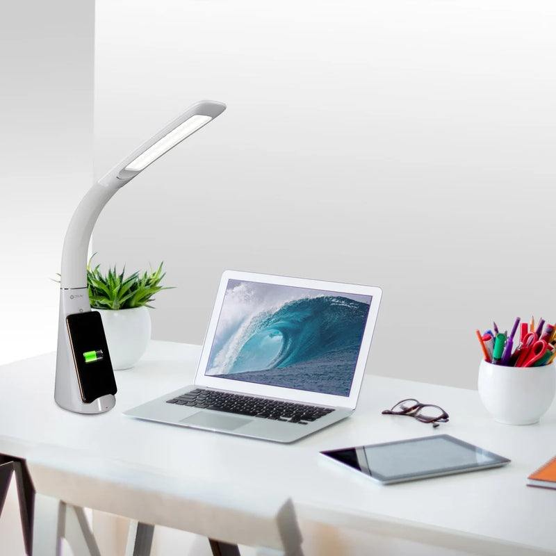 Lampe LED de chargement sans fil OttLite avec support pour téléphone