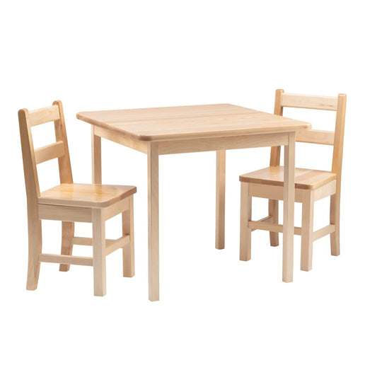 Table carrée en bois massif Poitras avec 2 chaises