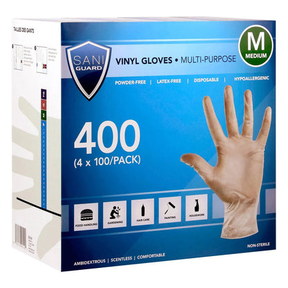 Sani Guard Vinyl Gloves, Small, 4-pack of 100