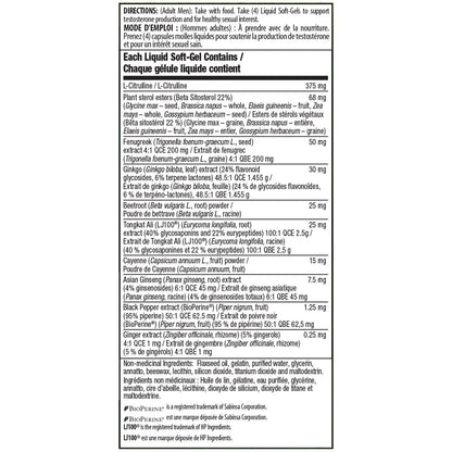 Testostérone RED avec booster d'oxyde nitrique 120 gélules molles