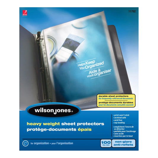 Wilson Jones Heavy Weight Sheet Protectors, 100-pack