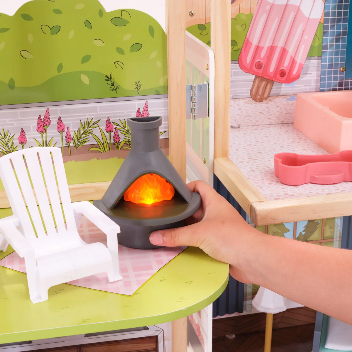 Wooden Mansion Dollhouse Secret Reveal with Lights, Sounds & 47 Accessories