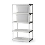HDX 98L Stackable Grey Plastic Storage Tote Box with Sturdy Latching Handles