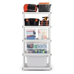 HDX 98L Stackable Grey Plastic Storage Tote Box with Sturdy Latching Handles