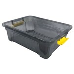 Modern Homes 12.5 L Storage Box with cover Translucent Grey Bin with Yellow Handles