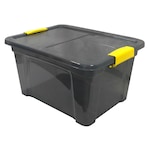 Modern Homes 18 L Storage Box with cover Translucent Grey Bin with Yellow Handles