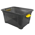 Modern Homes 18 L Storage Box with cover Translucent Grey Bin with Yellow Handles