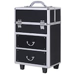HOMCOM Aluminum Rolling Makeup Train Case Cosmetic Organizer Storage Box Black