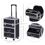 HOMCOM Aluminum Rolling Makeup Train Case Cosmetic Organizer Storage Box Black