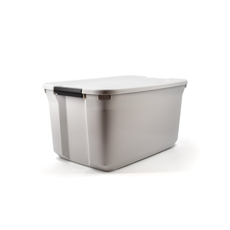 HDX 98L Stackable Grey Plastic Storage Tote Box with Sturdy Latching Handles