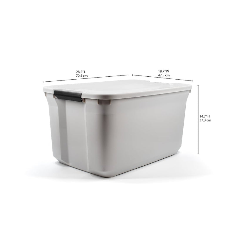 HDX 98L Stackable Grey Plastic Storage Tote Box with Sturdy Latching Handles