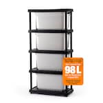 HDX 98L Stackable Grey Plastic Storage Tote Box with Sturdy Latching Handles
