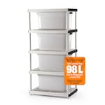 HDX 98L Stackable Grey Plastic Storage Tote Box with Sturdy Latching Handles