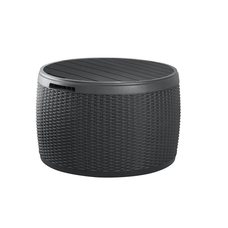 Keter Circa 37 Gallon Rattan Round Weather Resistant Resin Patio/Outdoor Garden Storage Deck Box