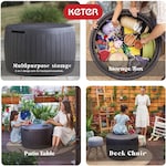 Keter Circa 37 Gallon Rattan Round Weather Resistant Resin Patio/Outdoor Garden Storage Deck Box