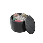 Keter Circa 37 Gallon Rattan Round Weather Resistant Resin Patio/Outdoor Garden Storage Deck Box
