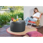Keter Circa 37 Gallon Rattan Round Weather Resistant Resin Patio/Outdoor Garden Storage Deck Box