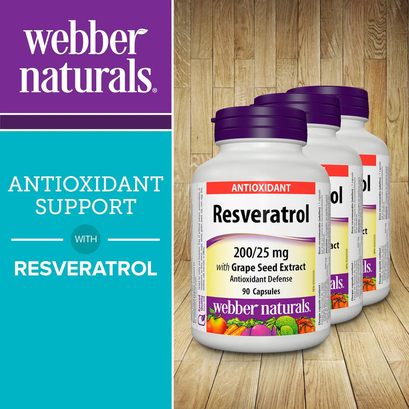 webber naturals Resveratrol with Grape Seed Extract 200/25 mg, 3 x 90 Capsules