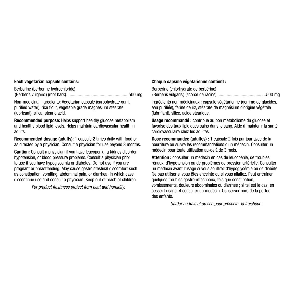 Webber Naturals Berbérine 500 mg, 180 gélules végétariennes