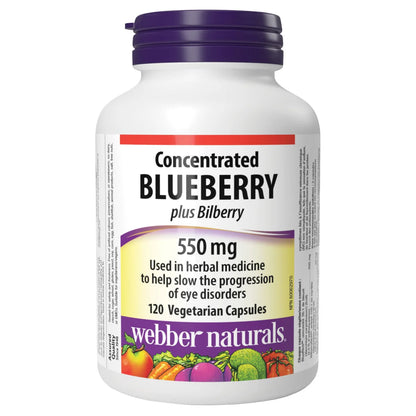 Webber Naturals Blueberry Plus avec myrtille 500 mg/50 mg, capsules végétariennes, 120 capsules, paquet de 2